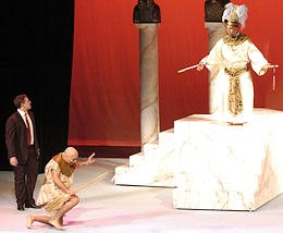 Scene from TBA Theatre production of Bile in the Afterlife, June 2008